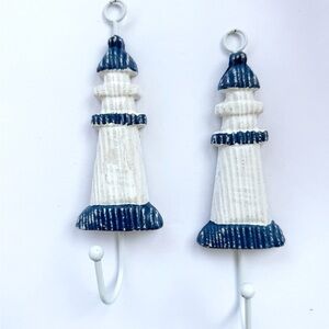 Wood Lighthouse Wall Hook Coat Key Coastal Decor Beachy Ocean Nautical